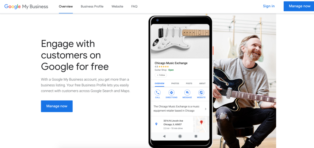 google my business homepage